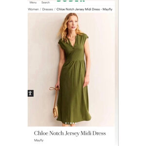 Boden Chloe Notch Jersey Midi Dress 2p Mayfly Olive Green NWT cap sleeve